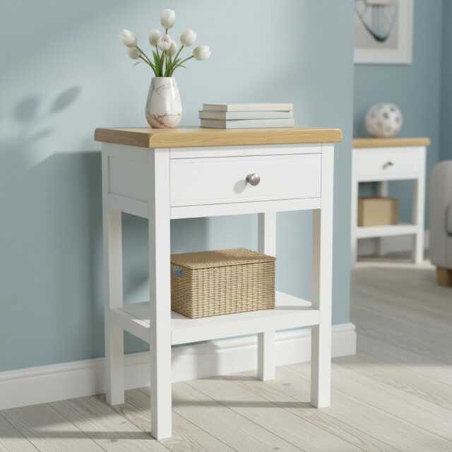 Handcrafted Painted End Table Solid Wood Console Table, Assembled - image 1