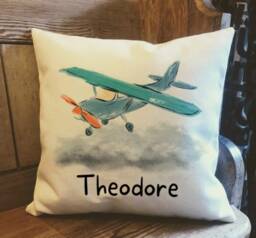 Personalised Plane Country Canvas Cushion - Customised Vehicle Linen Pilot Cover With Inner Filler - thumbnail 1