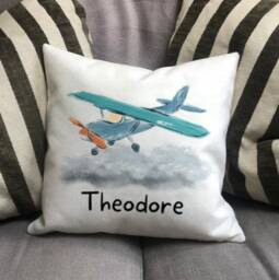 Personalised Plane Country Canvas Cushion - Customised Vehicle Linen Pilot Cover With Inner Filler - thumbnail 2