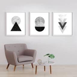 Minimalist Marble Geometric Art Print Nordic Black White Gray Home Decor - thumbnail 2