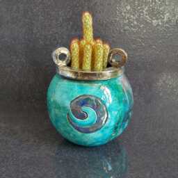 Raku Pottery Sphere Planter Pot, Cauldron Planter, Blue Ceramic Succulent Witches Cactus With Drainage - thumbnail 3