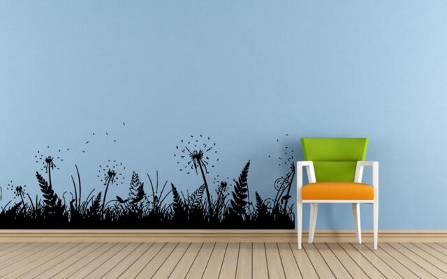 Grass Nature Floral Flowers & Dandelion's Woods Forest Wall Or Car Vinyl Peal Stick Removable Sticker Decal L1395 - image 1