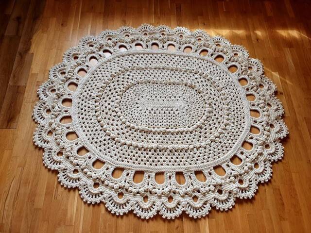 Large Oval Crochet Rug Textured Nursery Area Rug - 78x66 Inches - image 1