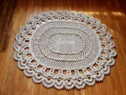 Large Oval Crochet Rug Textured Nursery Area Rug - 78x66 Inches - thumbnail 1