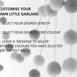 Felt Ball Garland. Custom Colours. Nursery Decor. Girls Room Kids Room. Pom Home - thumbnail 2