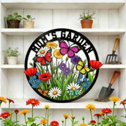 Custom Garden Metal Sign, Name Personalized Flower Sign, Metal Wall Art, Housewarming Gift, Mothers Day Gifts, Home Decor - thumbnail 3