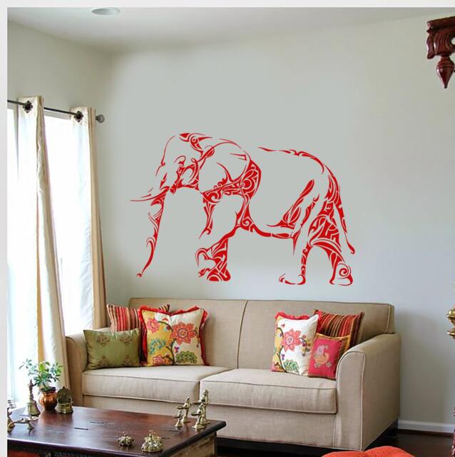 Wall Vinyl Decal Animals Elephant Ornament African Indian Giant Decor For The Center Of Living Room - #1057Dz - image 1