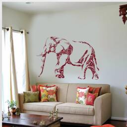 Wall Vinyl Decal Animals Elephant Ornament African Indian Giant Decor For The Center Of Living Room - #1057Dz - thumbnail 2