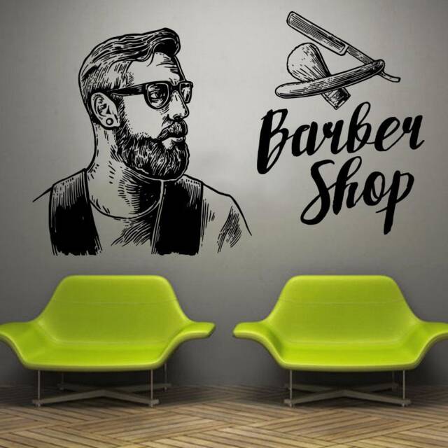 Barber Shop Wall Decal Hair Stylist Tools, Salon Decor T161 - image 1