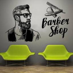 Barber Shop Wall Decal Hair Stylist Tools, Salon Decor T161 - thumbnail 1