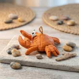Whimsical Wooden Crab Ornament Hand Carved Coastal Decor Nautical Nursery Art Ocean Lover Gift Beach House Funny Figurine - thumbnail 4
