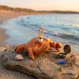 Whimsical Wooden Crab Ornament Hand Carved Coastal Decor Nautical Nursery Art Ocean Lover Gift Beach House Funny Figurine
