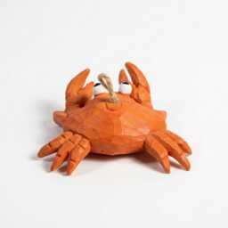 Whimsical Wooden Crab Ornament Hand Carved Coastal Decor Nautical Nursery Art Ocean Lover Gift Beach House Funny Figurine - thumbnail 2