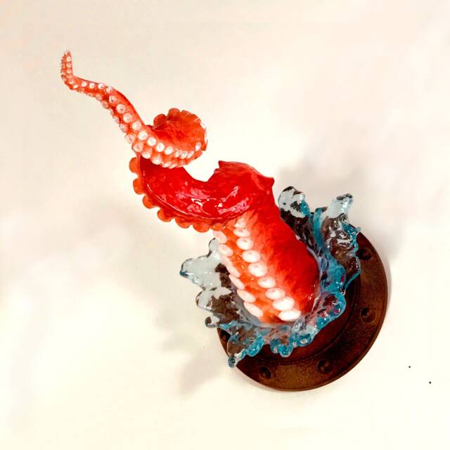 Twisted Octopus Tentacle Sculpture Resin Porthole Wall Art - 17 Inch - image 1