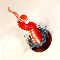 Twisted Octopus Tentacle Sculpture Resin Porthole Wall Art - 17 Inch