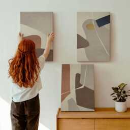 Canvas Art Set Of 3 - Boho Painting Shapes in A Modern Style, Brown Wall Canvas, Abstract Decor - thumbnail 1