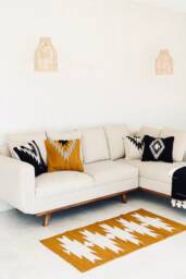 Mustard Pillow, Woven Wool Cushion, Handmade Mexican Decorative Throw Handwoven Cushion