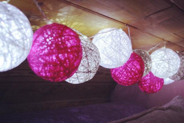 Handmade Cotton Light Balls, Led 20/10 Mix Balls String, Kid Room, Wedding Decor, Fairy D??cor, White/Pink/Grey - image 1