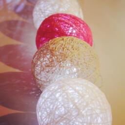 Handmade Cotton Light Balls, Led 20/10 Mix Balls String, Kid Room, Wedding Decor, Fairy D??cor, White/Pink/Grey - thumbnail 4