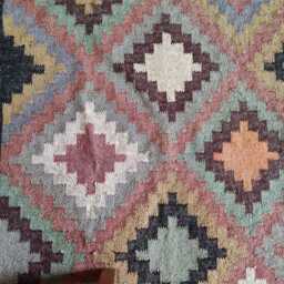 Bespoke Handwoven Wool Jute Flatweave Kilim Rug - Tribal Geometric Carpet For Living Room & Bedroom - thumbnail 4