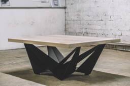 Industrial Oak Coffee Table With Black Metal Base