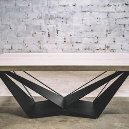 Industrial Oak Coffee Table With Black Metal Base - thumbnail 2