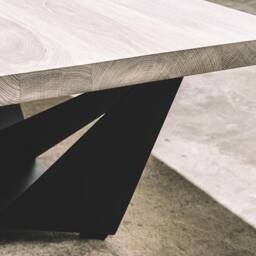 Industrial Oak Coffee Table With Black Metal Base - thumbnail 4