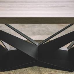 Industrial Oak Coffee Table With Black Metal Base - thumbnail 3