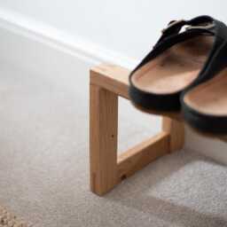 Minimalist Shoe Rack in Oak, Space Saving Storage For Small Hallway, Compact Boots & Heels, Made England - thumbnail 2