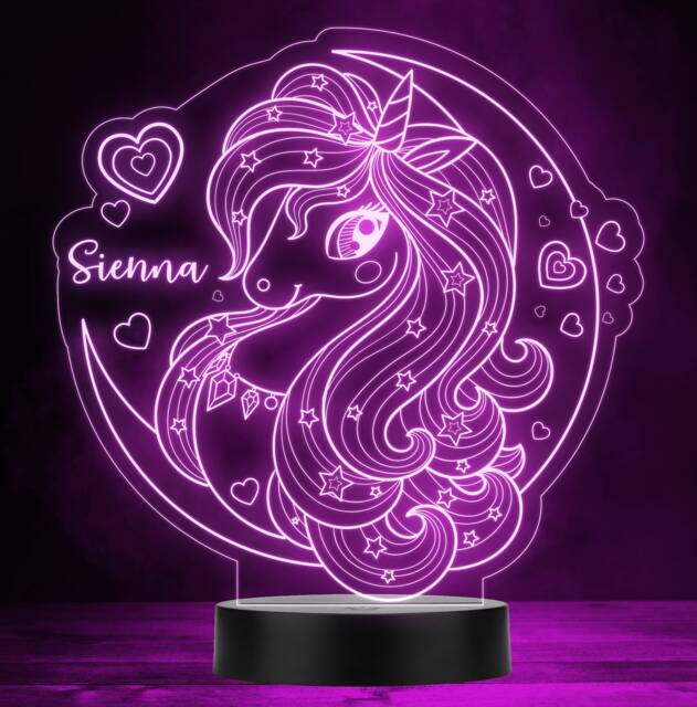stars Unicorn Moon Kids Personalised Gift Colour Changing Led Lamp Night Light - image 1