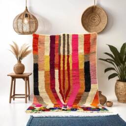 Handmade Beni Ourain Rug Artistic Moroccan Wool Tribal Rug - thumbnail 1