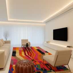 Handmade Beni Ourain Rug Artistic Moroccan Wool Tribal Rug - thumbnail 2