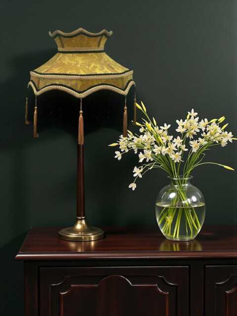 Paisley Fabric Lampshade Downton Abbey Style, Gold Braid & Tassels, Handmade For Table Floor Standard Lamp Shades, Ceiling Lights - image 1