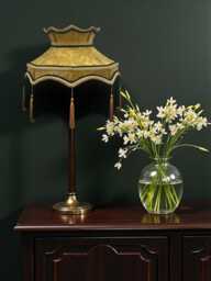 Paisley Fabric Lampshade Downton Abbey Style, Gold Braid & Tassels, Handmade For Table Floor Standard Lamp Shades, Ceiling Lights - thumbnail 1
