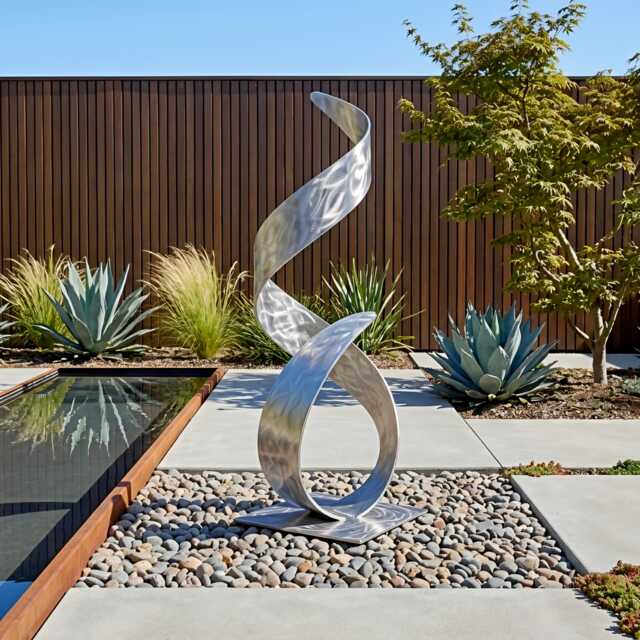 Modern Metal Sculpture Silver Handcrafted Luxury Abstract Home Decor For Indoor Or Outdoor Setting - image 1