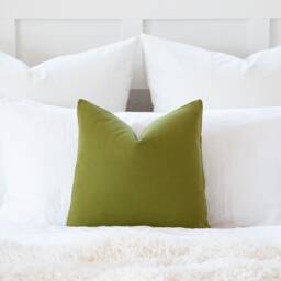 Olive Green Cotton Throw Pillow Cover, Lumbar Cushion, European Sham