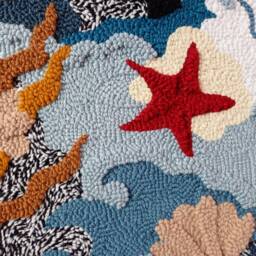 Submarine - Textured Ocean Tapestry Handmade Coastal Wall Decor With Shells - thumbnail 4