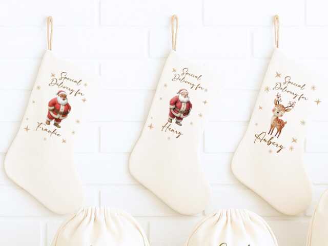 Personalised Christmas Santa Stockings - Decor, Gifts For Kids, Family Gifts - image 1