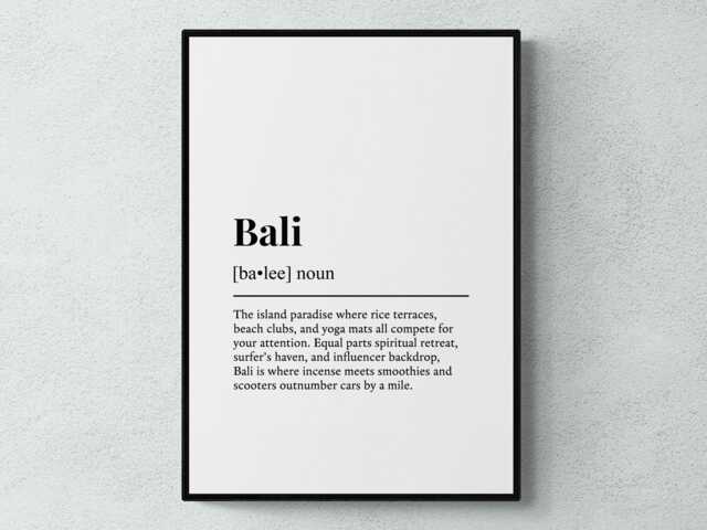 Bali Funny Definition Indonesia Gift Wall Art Print - image 1