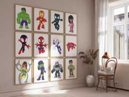 Web Hero Squad Prints - Set Of 12, Kids Room Wall Art, Printed Or Framed - thumbnail 1