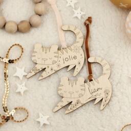 Personalized Wooden Tiger Christmas Ornament Custom Name Animal Keepsake Holiday - thumbnail 2