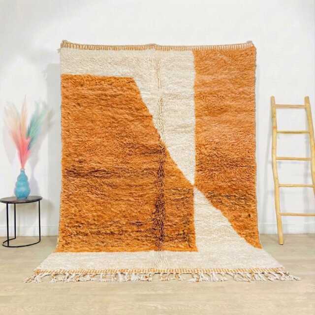 Moroccan Brown & Ivory Berber Rug, Handwoven Wool Shag Rug With Geometric Blocks, Authentic Beni Ourain Style Carpet, Large 9x12 Area - image 1