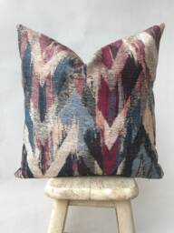 Chevron Multi Colored Throw Pillow Cover , Geometric Print Couch Dusty Rose Blue Case Contemporary Cushion - thumbnail 1