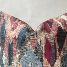 Chevron Multi Colored Throw Pillow Cover , Geometric Print Couch Dusty Rose Blue Case Contemporary Cushion - thumbnail 2