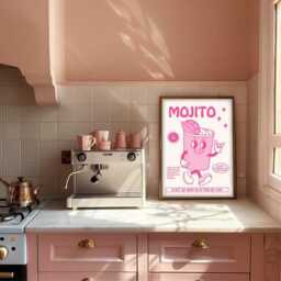 Retro Character Mojito Print, Cartoon Cocktail Print Retro, Poster, Bar Cart Decor - thumbnail 3