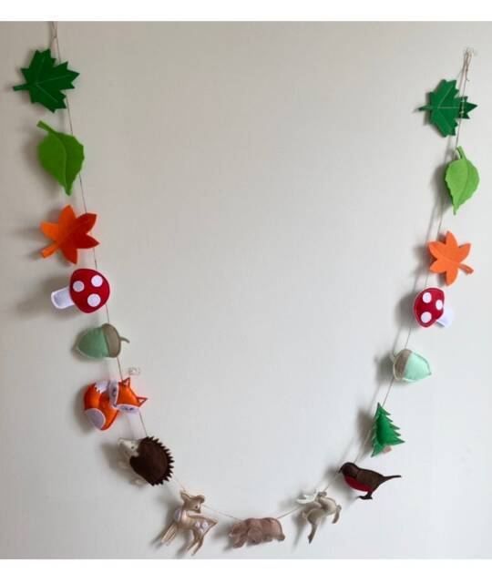 Handmade Woodland Animal Garland Felt Nursery Decor, Autumn Wall Hanging