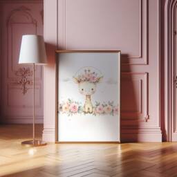 Girls Nursery Prints - Set Of 3 Safari Posters - Kids Animal Baby Girl Room Wall Art Kid Playroom Artwork Print Gift - thumbnail 3
