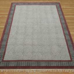 Handmade Block Printed Cotton Rug Green, Black, Boho Area Rug - thumbnail 4