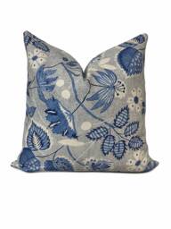 Thibaut Indienne Hazel Blue Anna French Collection Cushion Cover Pillow Double Sided - thumbnail 1