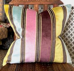Designers Guild Fabric Velvet Tarleton Crocus Striped Cushion Cover